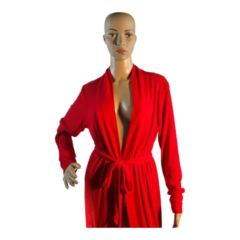 PJ Salvage RITER Women’s Textured Essentials Ribbed Robe Heather Red Size M - Picture 2 of 15